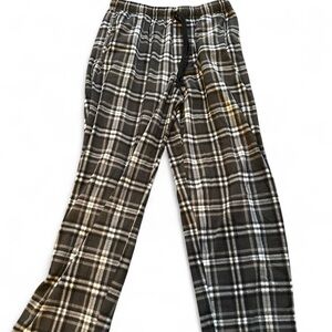 black plaid cotton pajama pants